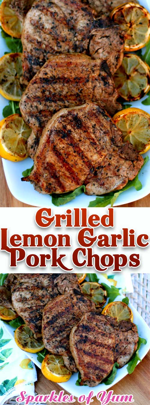 Grilled Lemon Garlic Pork Chops - Sparkles of Yum