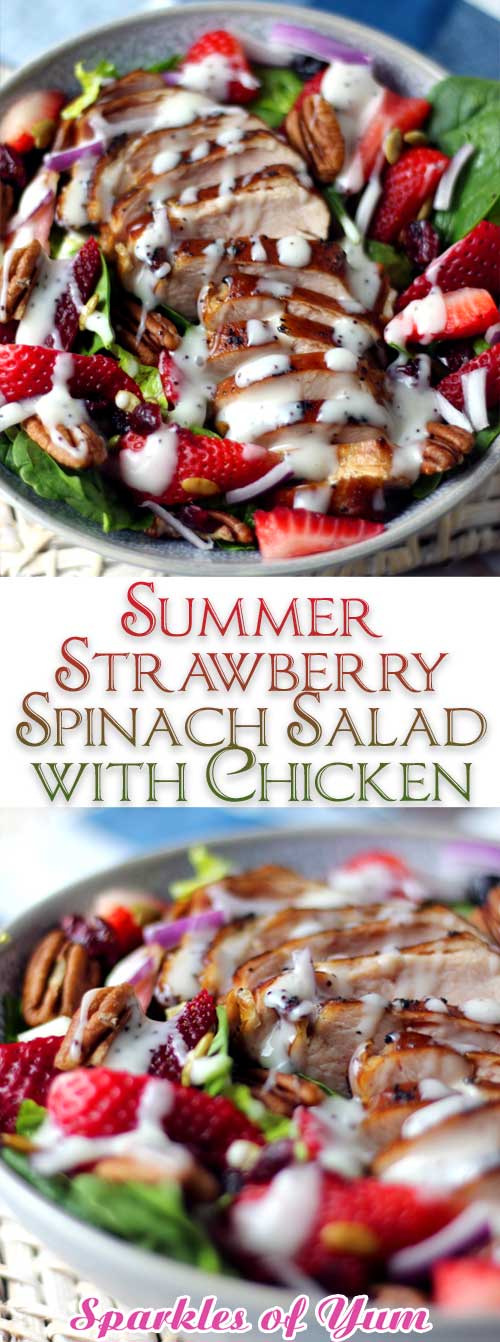 Summer Strawberry Spinach Salad with Chicken