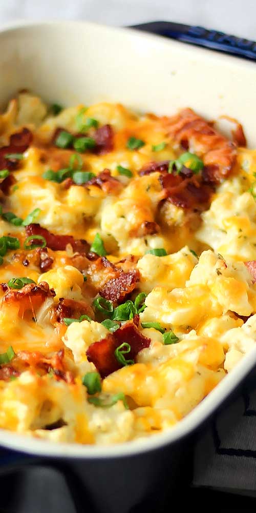 When looking for an impressive side dish, this Bacon Cheddar Ranch Cauliflower Casserole is THE go to side for holidays!