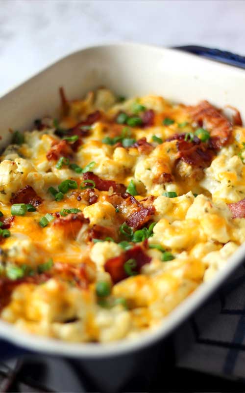 When looking for an impressive side dish, this Bacon Cheddar Ranch Cauliflower Casserole is THE go to side for holidays!