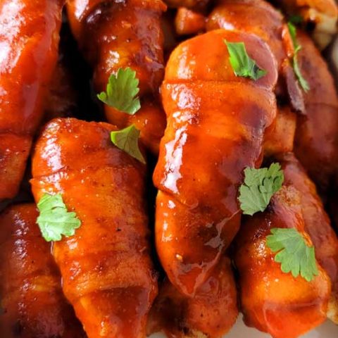 Keto Bacon Wrapped Buffalo Chicken Tenders