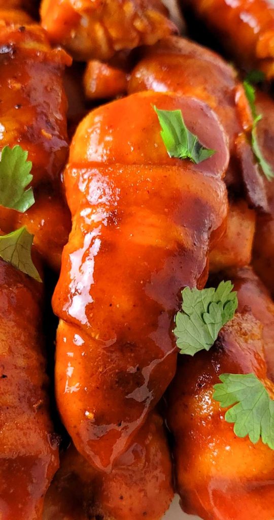 A perfectly snackable finger food, these Keto Bacon Wrapped Buffalo Chicken Tenders are perfect for any get together; be it the big game, family celebration, or even a shower.