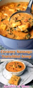 Creamy Sausage Tortellini Soup is one of my all time favorite soups. The flavors are amazing for such a simple easy recipe and it has everything you need for a big bowl of comfort.