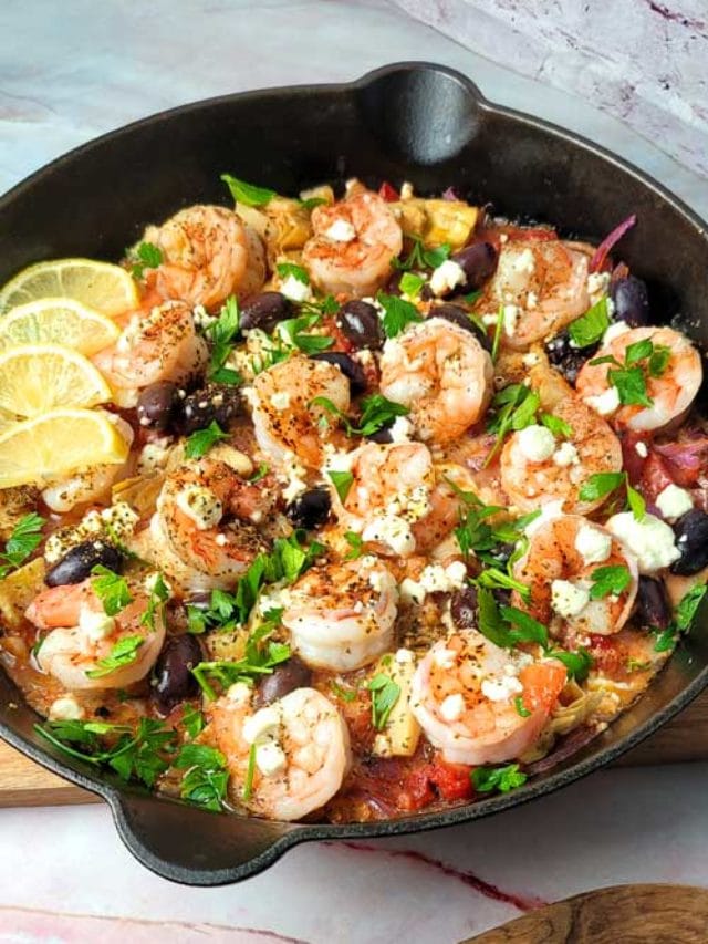 Mediterranean Shrimp Skillet - Sparkles of Yum