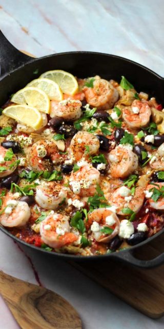 Mediterranean Shrimp Skillet - Sparkles of Yum