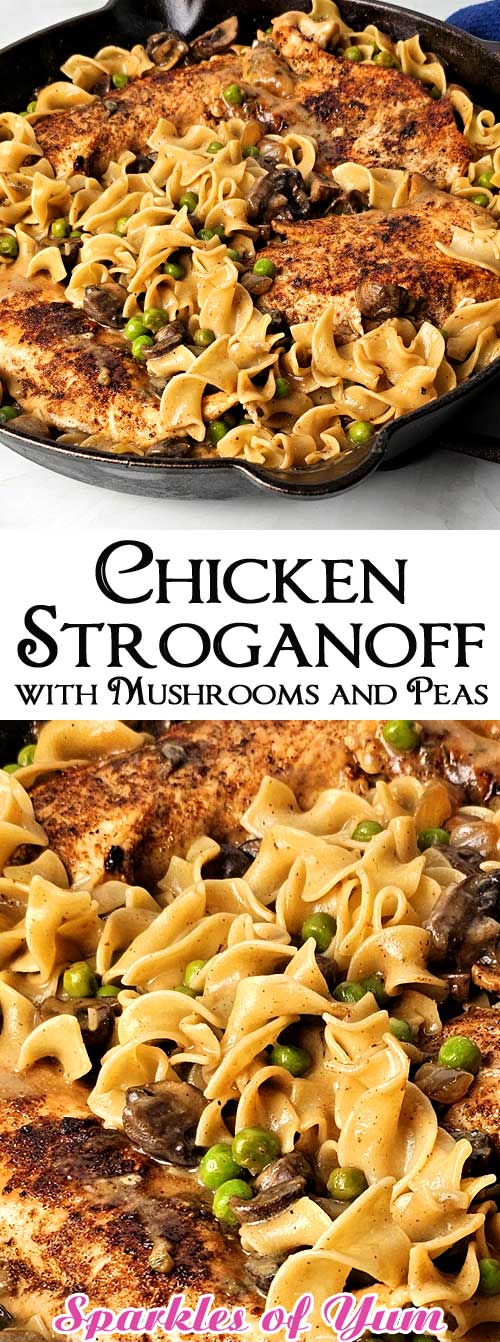 Chicken Stroganoff with Mushrooms and Peas